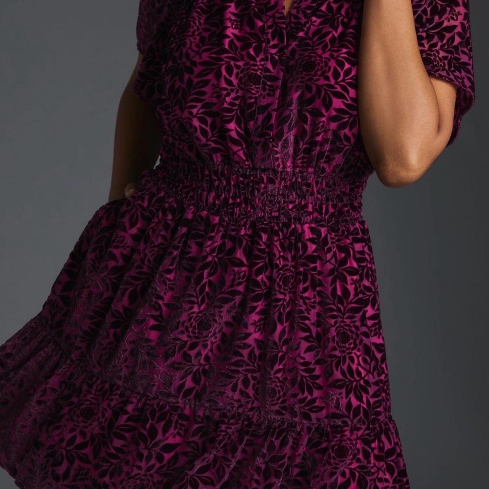 Anthropologie Somerset Mini Dress Velvet Purple Boho Party Vacation Women’s XS - Picture 4 of 16